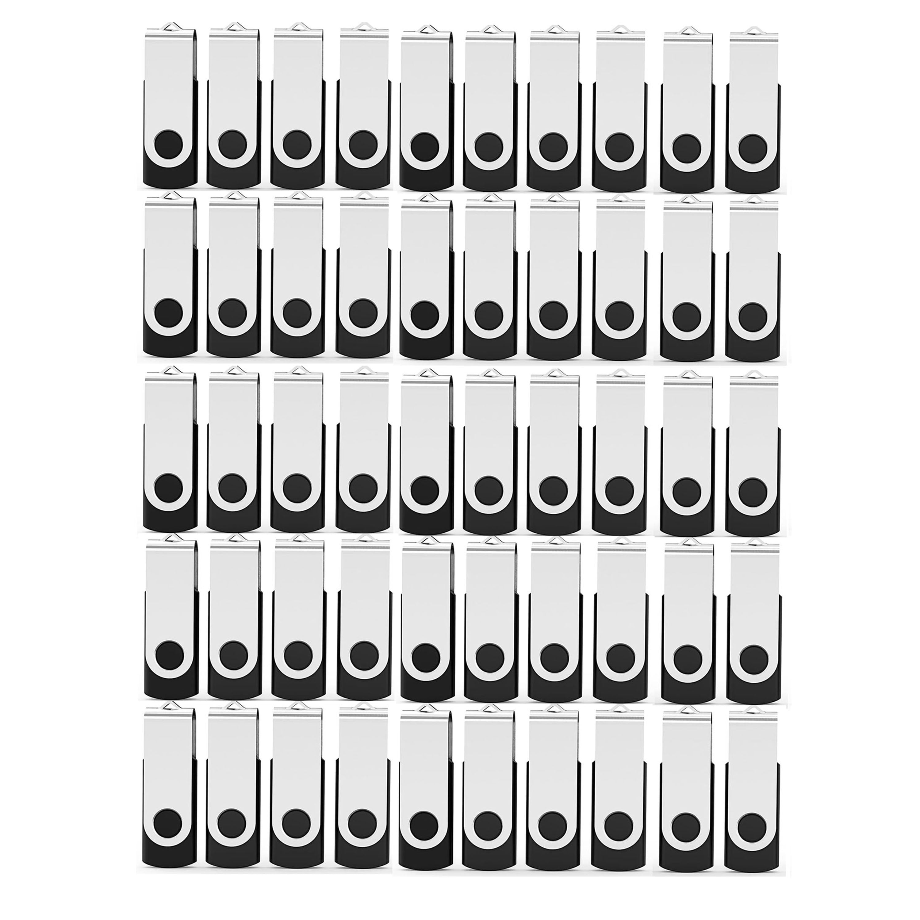 50 Pack 8GB USB Flash Drive, USB 2.0 Swivel Thumb Drives, Black ...