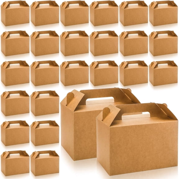 50 Pack 9 Inch by 6 Inch by 6 Inch Brown Gable Food Boxes with Handles