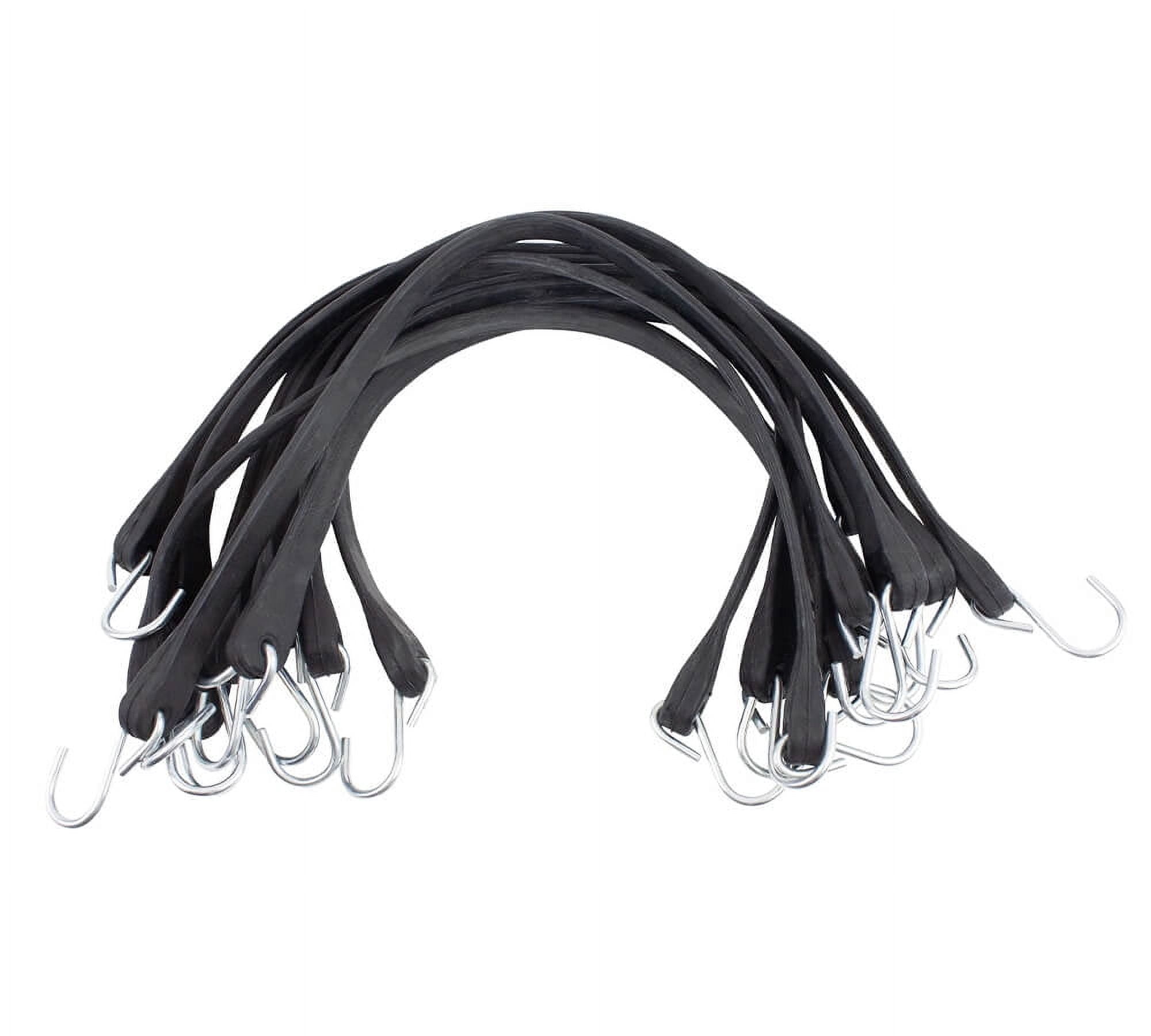 50 Pack 9" Natural Rubber Tarp Bungee Straps with Crimped S Hooks Tie Down Cords Heavy Duty, Ideal for Securing Tarps, Canvases, Cargo