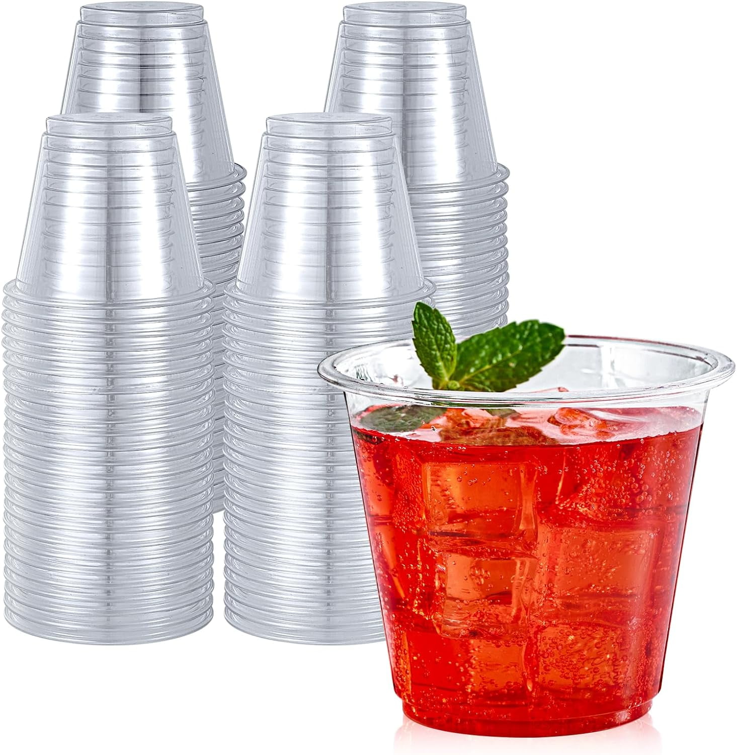50 Pack 9 oz Clear Plastic Cups, Drinking Cups Disposable, Punch ...