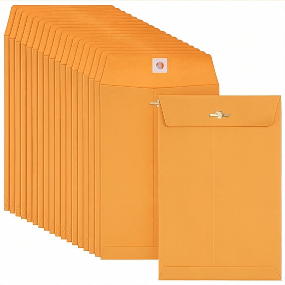 50 Pack 9 x 5 Inch Paper Clasp Envelopes Orange Mailing Envelopes with Clasp Closure Orange Rectangle Film Cover Protector Papers diy