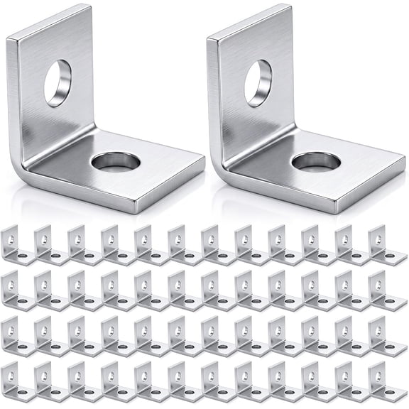 50 Pack 90 L Bracket for 1 5/8 Inch Strut Channel, 1.701.70 Inch, 2 Holes