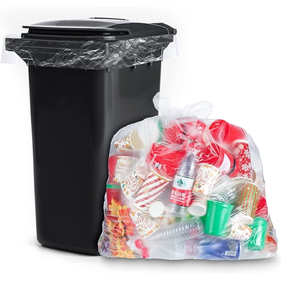 50 Pack 95-100 Gallon Trash Bags Clear Extra Large Plastic Recycling Heavy Duty Garbage Bags 59" x 71" 1.2 Mil Trash Can Liners for Home Kitchen Office Garage Backyard Contractor Storage Outdoor