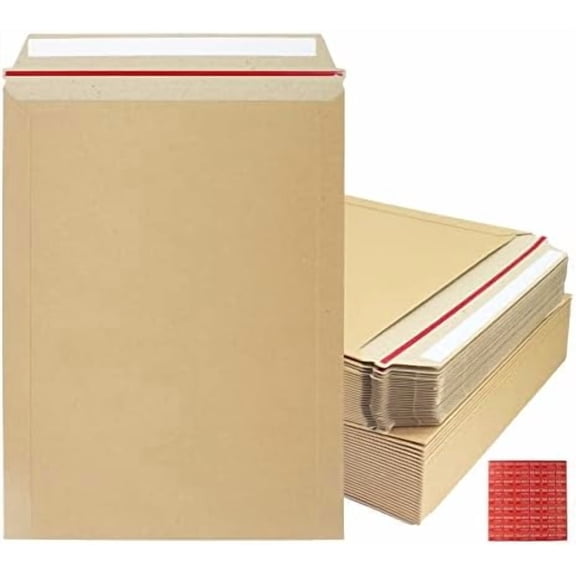 50 Pack 9X12 inch Self Seal Photo Document Mailers Stay Flat Kraft Cardboard Envelopes Rigid Mailers Photography Mailers for CD, Photos, Document (Kraft Brown)