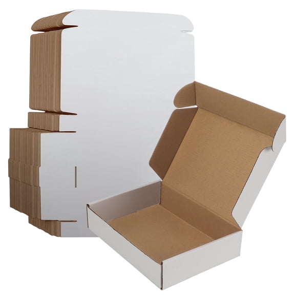 50 pack 9x6x2 inch Shipping Boxes  Recyclable White Corrugated Cardboard Mailers for Small Gift & Business