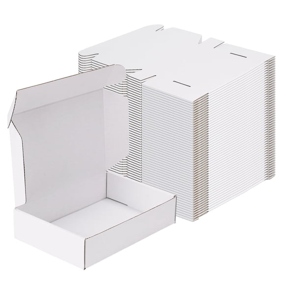 50 pack 9x6x2 inch Shipping Boxes White Corrugated Cardboard Boxes for Small Business, Packing & Mailing