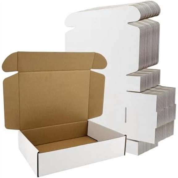 50 Pack 9x6x2 Inches Shipping Boxes, Corrugated Cardboard Mailing Box, Small White Gift Box Mailers, Packaging Boxes for Business Present, Moving and Storage