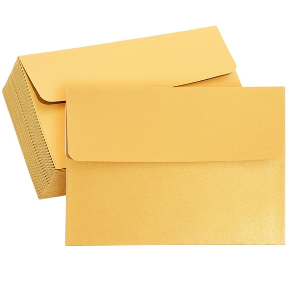50 Pack A7 Metallic Gold Self-Sealing Envelopes for 5x7 Cards - Bulk Set of Gold Envelopes for Wedding, Birthday Party, Greeting Cards, Thank You Cards