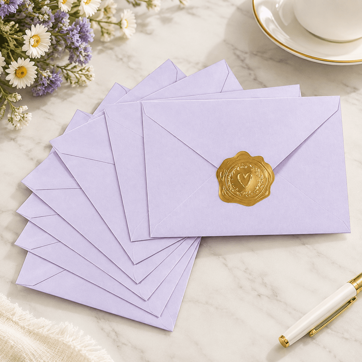 50 Pack A7 Violet 5x7 Envelopes Invitation Envelopes with Stickers ...
