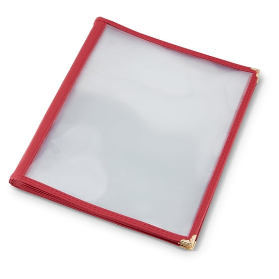 (50 Pack) AME D'ESSENCE Maroon Trimmed Six Fold Menu Cover, 8.5"x11", Durable Water-Resistant Plastic Laminate, Ideal for Restaurants & Cafes