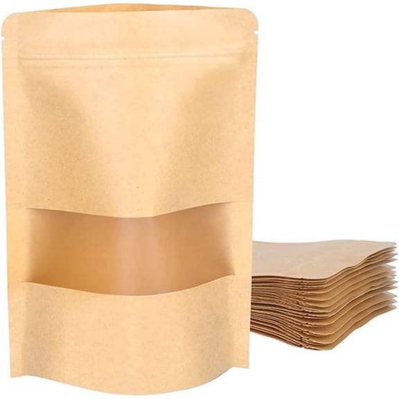 50 Pack Resealable Food Storage Bags with Clear Window, Zipper Lock for Coffee, Snacks, Tea 7×10.2"
