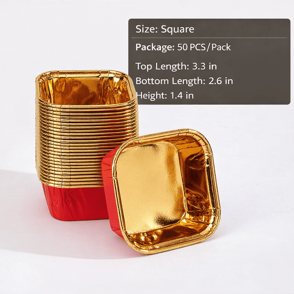 50 Pack Aluminum Foil Baking Cups with Lids, Disposable Mini Loaf Pans for Baking Bread, Cakes, Desserts, Food Storage and Party Serving Containers