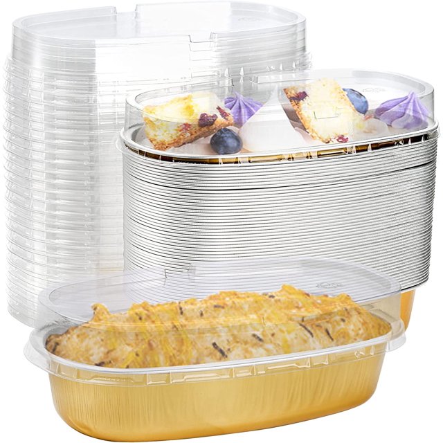 50 Pack Aluminum Loaf Pans with Lids 7 Disposable Mini Foil Baking
