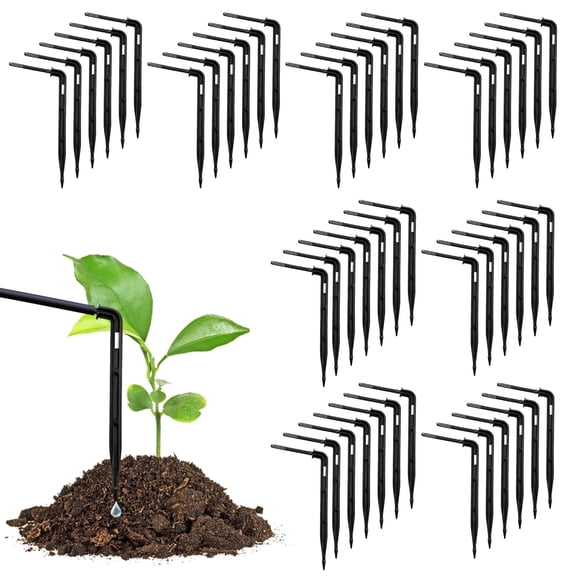 50-Pack 4" Angled Drip Emitter Stakes - Fits 1/8" & 3/16" Tubing for Greenhouse, Hydroponics & Garden Irrigation