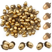 50 Pack Artificial Acorns with Acorn Cap for Crafts,Bexikou Simulation Mini Acorn,Fake Fruit Props for Thanksgiving Decoration Christmas Tree DIY Wedding House DecorGold