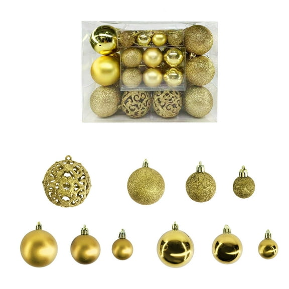 50-Pack Assorted Christmas Ball Ornaments, Mixed Finishes for Tree, Wreath, and Mantel Styling