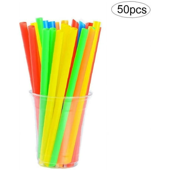 50 Pack Assorted Color Plastic Straws Bulk Set 6 Vibrant Colors Mixed Perfect For Birthday Parties Carnivals And Events Disposable Drinking Straws Fun Decoration For Beverages