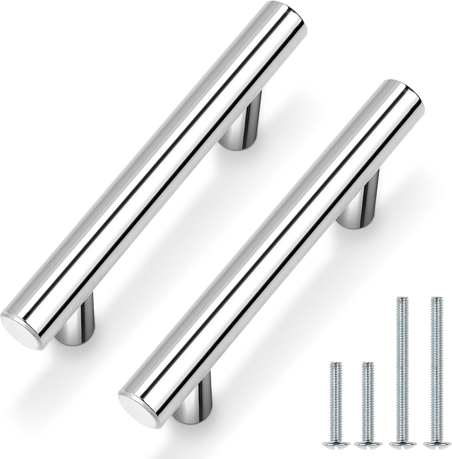 50 Pack Bar Cabinet Pulls, 4" Length (2-1/2" Hole Center) Polished ...