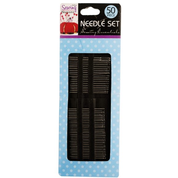 50 Pack Basic Sewing Needle Set, Ideal for Beginners and Professionals Includes Durable General Purpose Needles Ranging from 1.4 to 2.4 in, Conveniently Packaged in a Hanging Panel for Easy Access