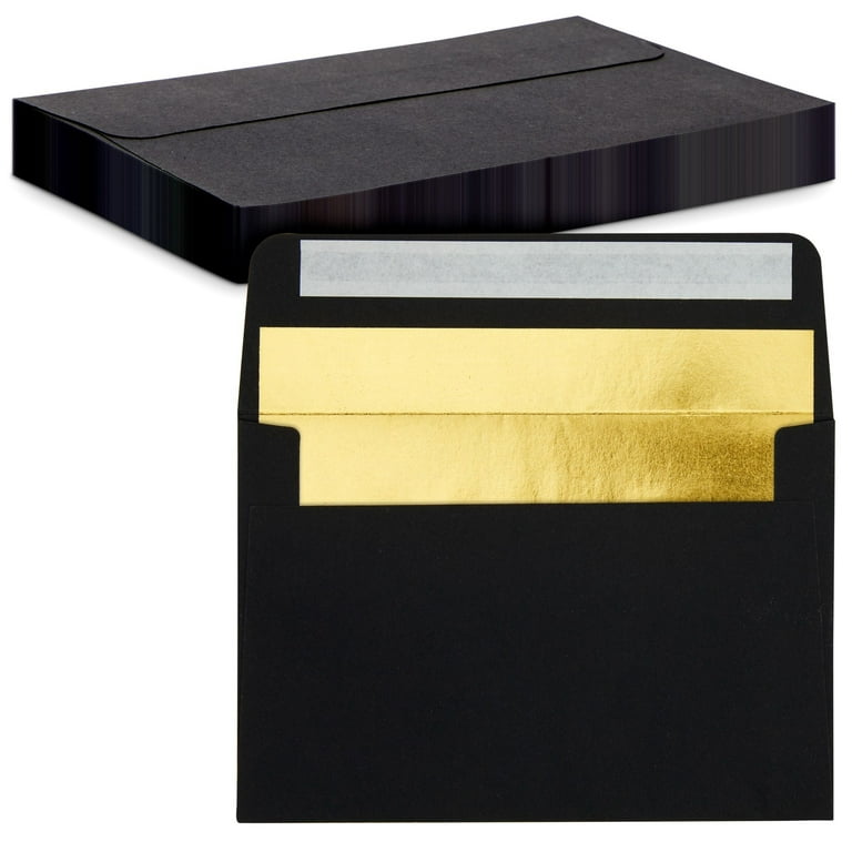 50-Pack A4 Envelopes - 4.25 x 6.25 Inches Square Flap Envelopes - 120gsm, Black