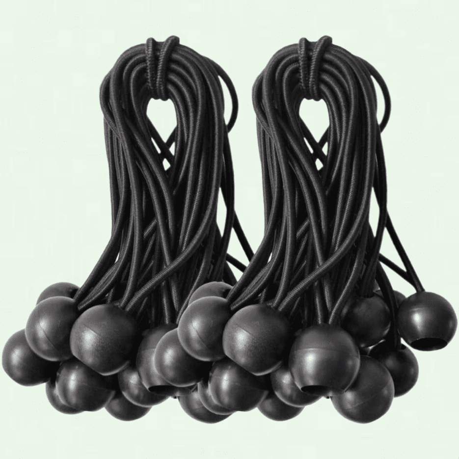 50 Pack Black Ball Bungee Cords, 5Inch Tie Down Cords for Tarp, Canopy