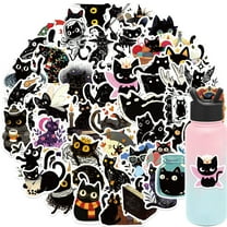 50-Pack Black Cat Stickers - Waterproof DIY Decorations for Phones, Notebooks, and Luggage