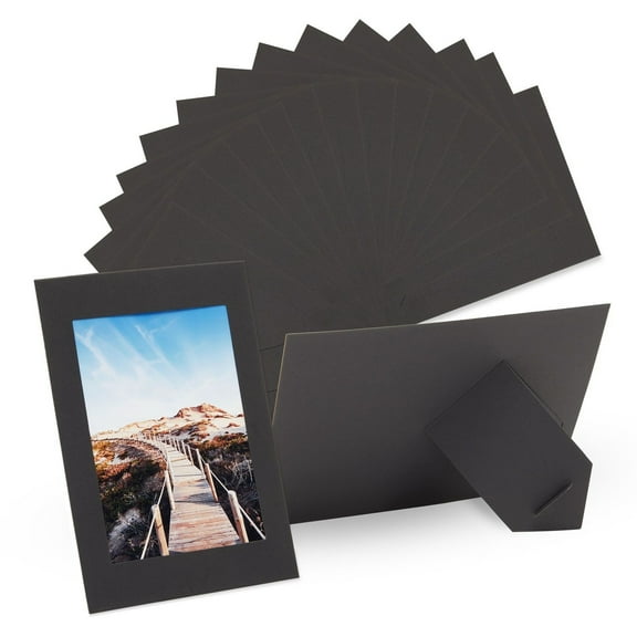 Juvale 4x6 Black Cardboard Photo Frames Bulk -Tabletop Easel Back for DIY Crafts - Paper Picture Frames with Stand 50-Pack