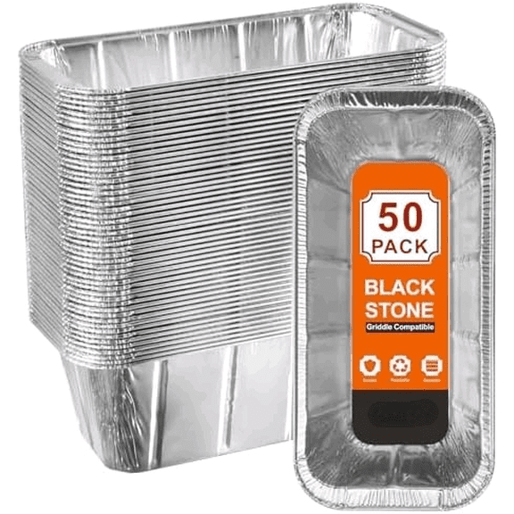 50-Pack Blackstone Griddle Accessories Grease Cup Liners, Drip Pan Aluminum Foil for Blackstone 17, 22, 28, 36 Inch Griddle, Grease Catcher Grill Tray, Disposable, Gift Box Design$$Garden & Patio