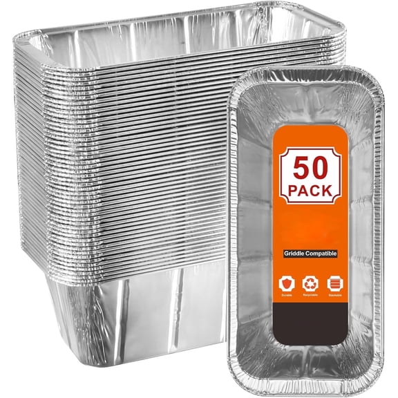 50-Pack Blackstone Griddle Accessories Grease Cup Liners, Drip Pan Aluminum Foil for Blackstone 17, 22, 28, 36 Inch Griddle, Grease Catcher Grill Tray, Disposable