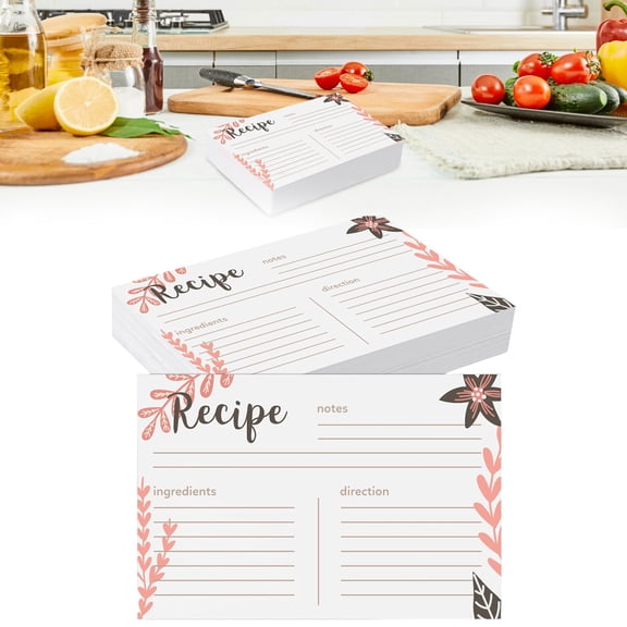 50-Pack Blank Recipe Cards 4x6 Inches – Double-Sided Farmhouse Kitchen Index Cards for Cooking, Meal Planning & Recipe Organization – Coated Durable Cardstock, Fits Standard Recipe Boxes