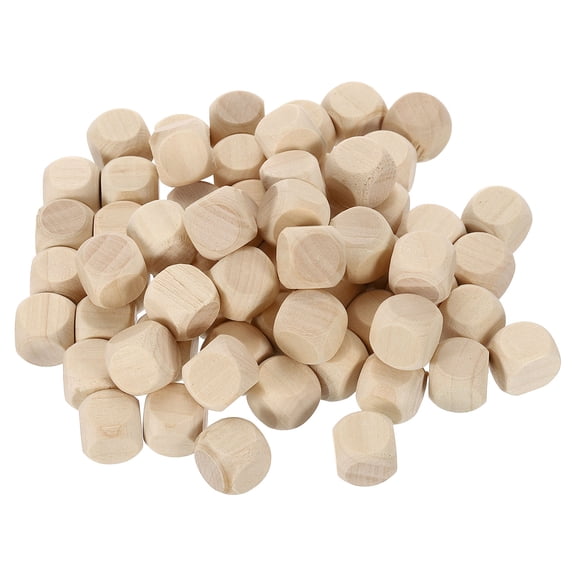 50 Pack Blank Wooden Dice, 12mm/0.47inch Unfinished Wooden Cube Rounded Corners Square Block for DIY Craft Projects