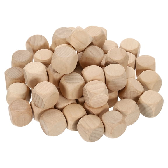 50 Pack Blank Wooden Dice, 18mm/0.71inch Unfinished Wooden Cube Rounded Corners Square Block for DIY Craft Projects