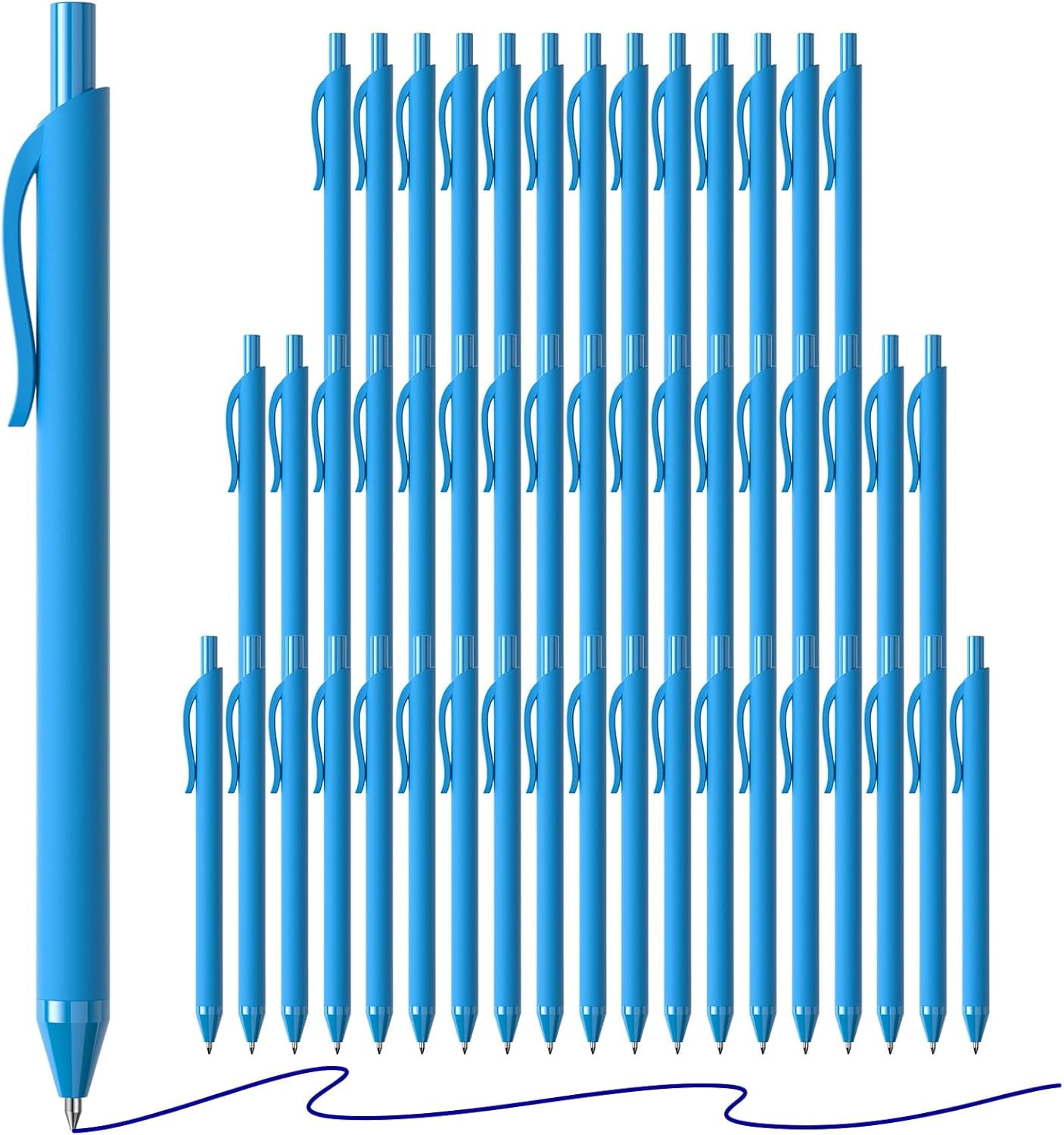 50 Pack Blue Ink Pens - Bulk Pens, 1.0MM Medium Point Ballpoint Pens, Smooth Writing No Bleed Retractable Ball Point Pen (Blue)