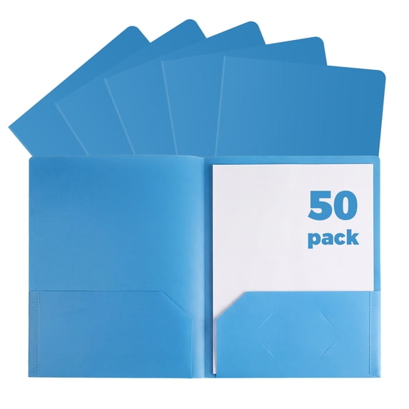 50-Pack Blue Plastic Folder with Pockets, Letter Size PP Folders with ...