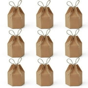 50 Pack Boxes Hexagon Package Box With Twine Candy Chocolate Packing Wrap For Wedding