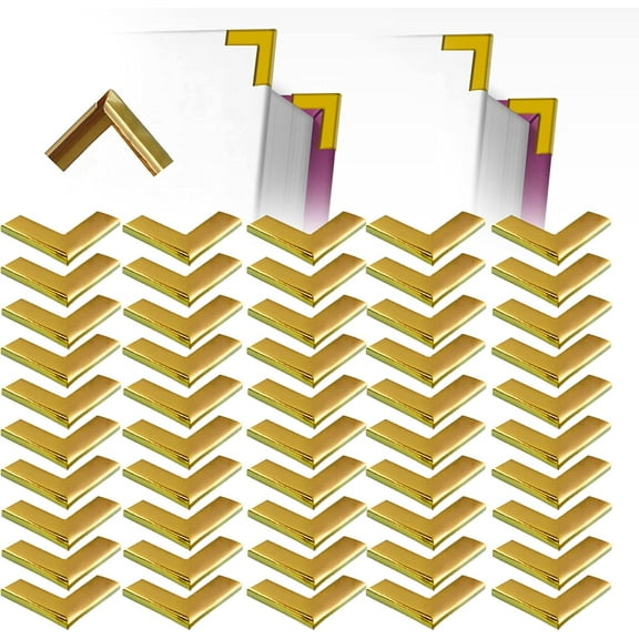 50 Pack Brass Corners- Protect Corners and Decorate Your Book, for Scrapbook, Notebook, Photobook and More