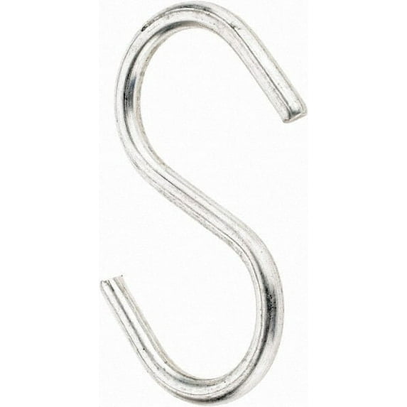 50 Pack Bright Carbon Steel S-Hooks, Zinc Finish