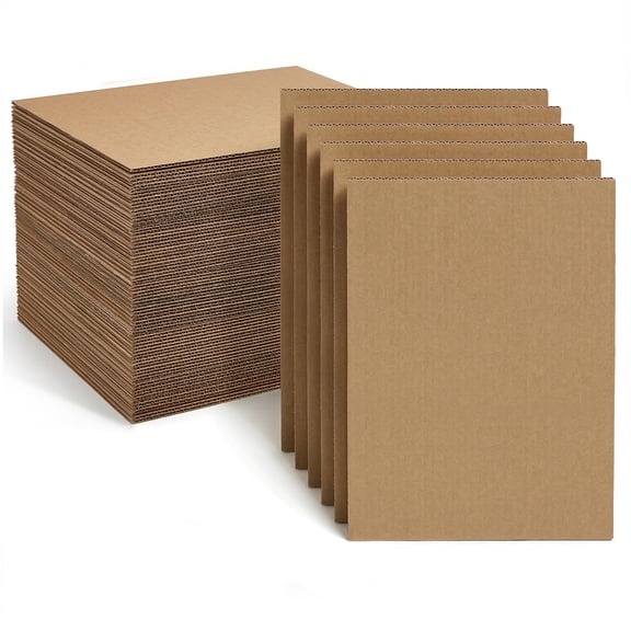 50 Pack Brown Corrugated Cardboard Sheets, 8.5x11 Flat Cardboard Inserts for Shipping, Mailing, Packing, DIY Crafts