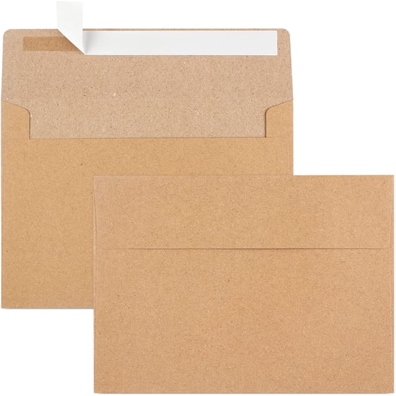 50 Pack Brown Kraft Envelopes, 5x7 Envelopes for Invitations, A7 Invitation Personalize Gift Cards, Wedding, Baby Shower, Birthday Party