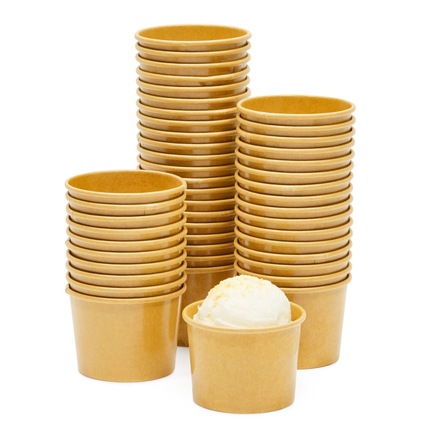 Juvale Dessert Cups - 5 oz, Light Brown, 50 Count, Classic - Leak-Resistant, Disposable Ice Cream Cups & Soup Bowls for Ice Cream Party Supplies