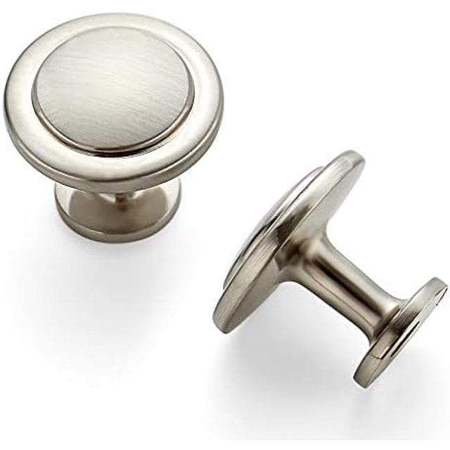 50 Pack Brushed Nickel Pulls 11/4 inch Kitchen Knobs
