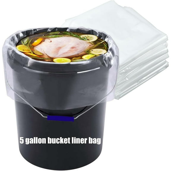 50 Pack Bucket Liner Bags,Happon 5 Gallon 3 Mil Clear Ice Bucket Liners,Disposable Marinating Container Bag,Food Grade Plastic Bag for Storage Food, Leak Proof,19.69*29.53 Inches