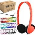 50 Pack Bulk Classroom Headphones for Kids Students School, Multi Color