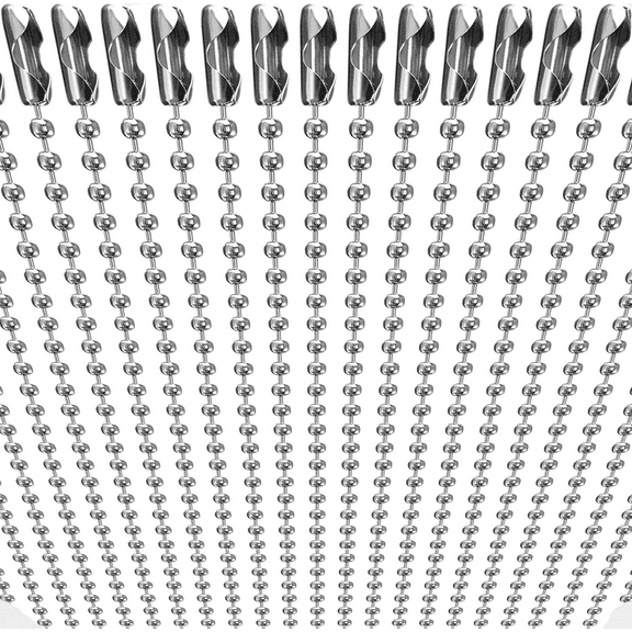 50-Pack Bulk Dog Tag Ball Chain, Beaded Chain Necklace for DIY Jewelry Making