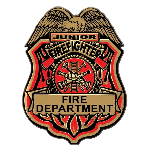 50 Pack Bulk Junior Firefighter Plastic Badge with Clip 2.75 inch