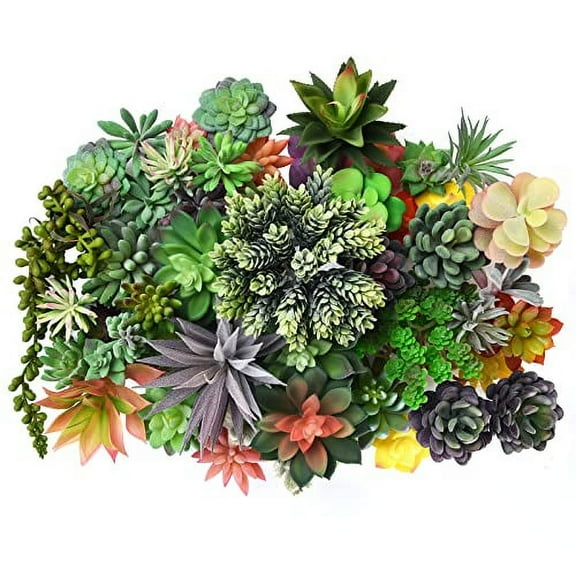 50 Pack Bulk Large Assorted Realistic Artificial Faux Succulents Aloe Plants Realistic Fake Succulent Plants, Largest Set of Succulents