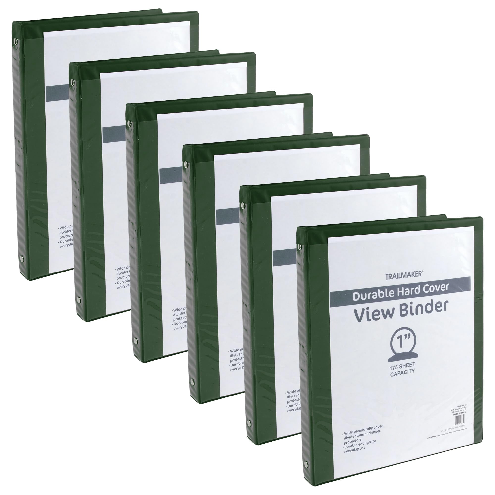 50 Pack of Bulk Wholesale 1 Inch 3 Ring Hardcover Binders with Clear
