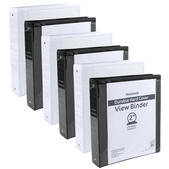 50 Pack of Bulk Wholesale 2 Inch 3 Ring Hardcover Binders with Clear Transparent Covers for Picture and Note Display for Students, Teachers, Schools, Offices and Classrooms in Black & White Mix Pack