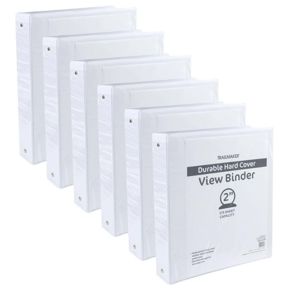 50 Pack of Bulk Wholesale 2 Inch 3 Ring Hardcover Binders with Clear Transparent Covers for Picture and Note Display for Students, Teachers, Schools, Offices and Classrooms in White