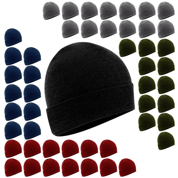50 pack Trail maker Adult One Size Mens Womens Stretch Knit Beanie Skull Hats in Assorted Colors